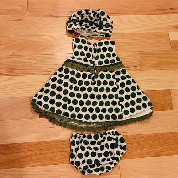 Children's Place 0-3 month 3 piece set emerald green on white - Picture 2 of 2